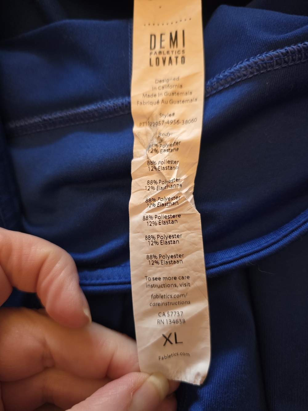 Fabletics Demi Lovato Royal Blue High-Waist Panel Leggings XL - Picture 2 of 6